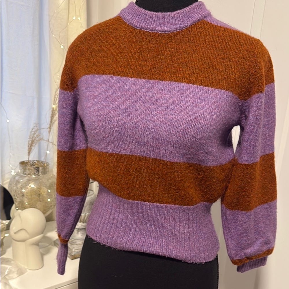 Striped Purple and Brown Women's Sweater